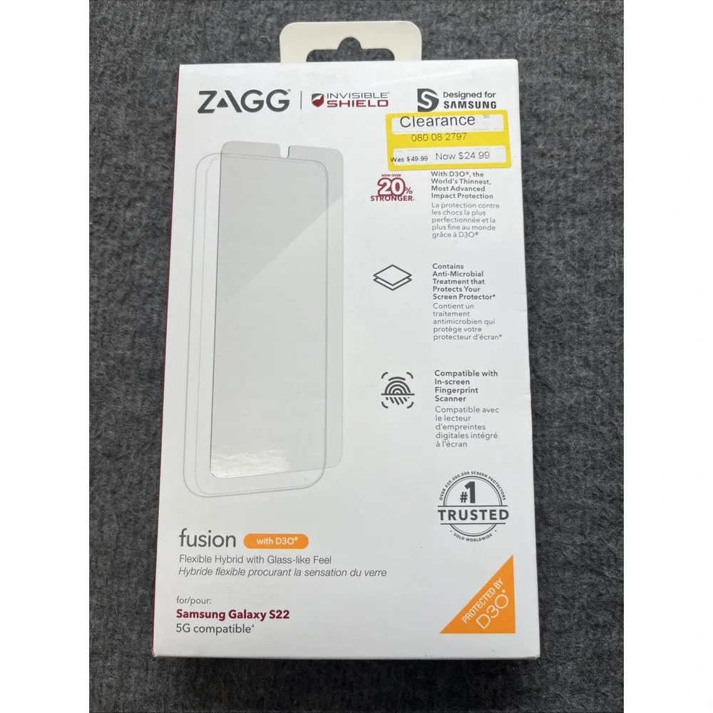 ZAGG InvisibleShield‎ Fusion with D30 Screen Protector For Samsung Galaxy S22 5G